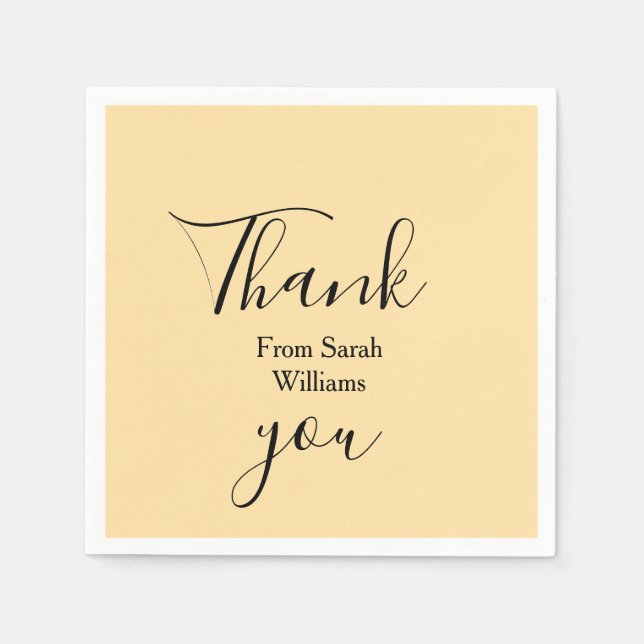 Thank you from add name yellow Pastel boho wedding Pappersservett (Framsidan)