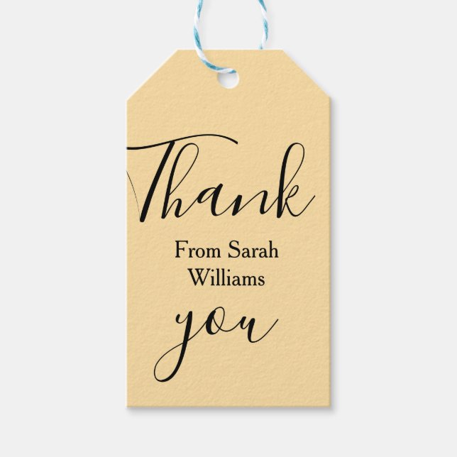 Thank you from add name yellow Pastel boho wedding Presentetikett (Framsidan)