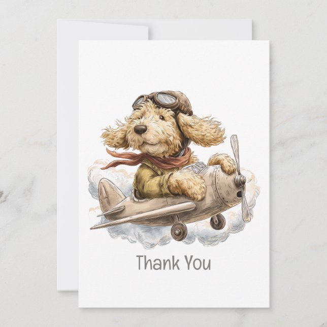 Thank You Goldendoodle Dog Pilot Airplane Tack Kort (Framsida)