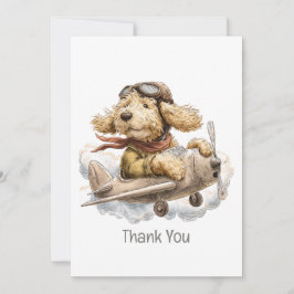 Thank You Goldendoodle Dog Pilot Airplane Tack Kort