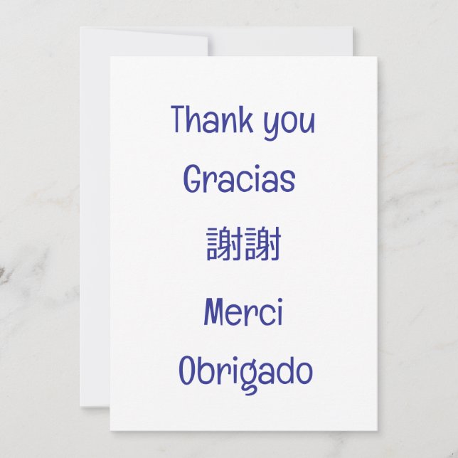 Thank you-Gracias-謝謝-Merci-Obrigado Blank blue Tack Kort (Framsida)