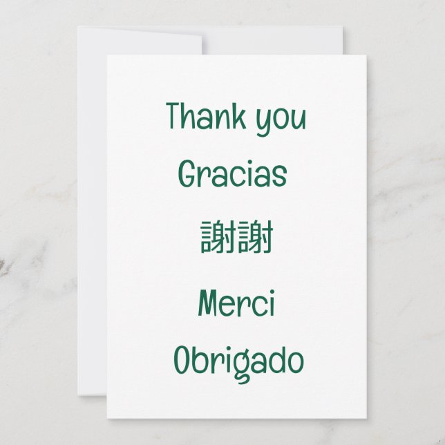 Thank you-Gracias-謝謝-Merci-Obrigado Blank Green Tack Kort (Framsida)
