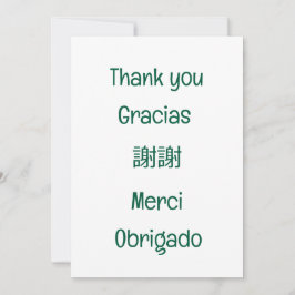 Thank you-Gracias-謝謝-Merci-Obrigado Blank Green Tack Kort