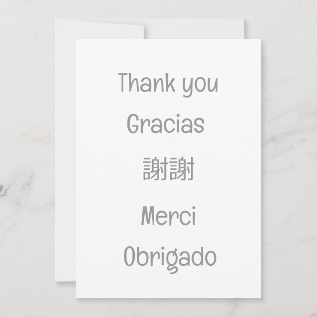 Thank you-Gracias-謝謝-Merci-Obrigado Blank grey Tack Kort (Framsida)