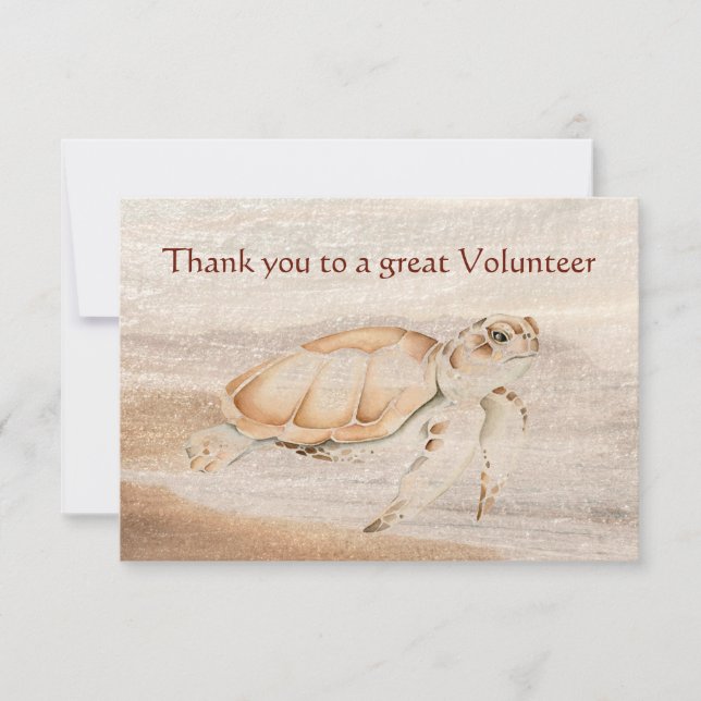 Thank you Great Volunteer Fun Turtle Animal Tack Kort (Framsida)