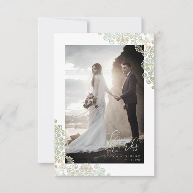 Thank You Guests Just Married Lace  Photo Wedding (Framsida)