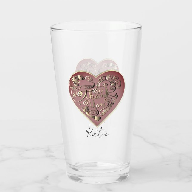 "Thank you" Heart Glass Cup Glaskopp (Baksida)