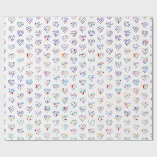 Thank you & heart in 44langs as ♡shaped DC pattern Presentpapper (Platt)