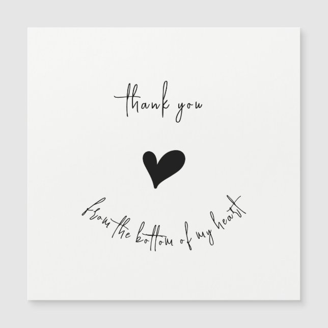Thank You Heart Minimalist Magnetic Card (Framsida)