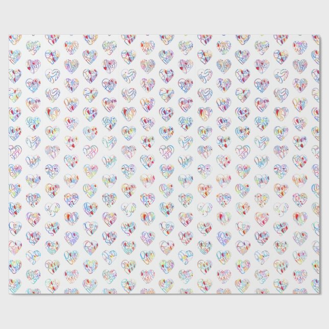 Thank you & hearts in 44langs as DC♡shaped pattern Presentpapper (Platt)