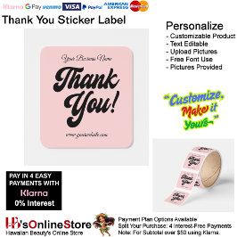 Thank You Label Elegant Packaging Promoting 50 Fyrkantigt Klistermärke