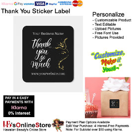 Thank You Label Elegant Packaging Promoting 6 Fyrkantigt Klistermärke