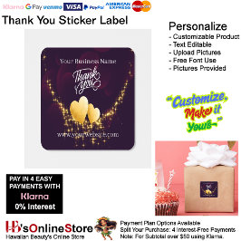 Thank You Label Elegant Packaging Promoting 7 Fyrkantigt Klistermärke