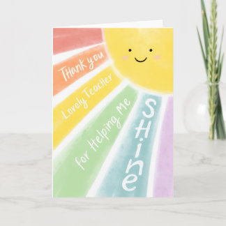 Thank You Lovely Teacher for Shining Card  Kort