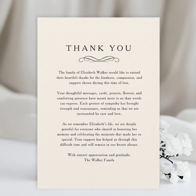 Thank you - Memorial Funeral Beige Card Tack Kort (Thank you - Memorial Funeral Beige Card)