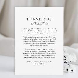 Thank you - Memorial Funeral White Card Tack Kort