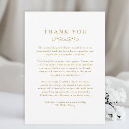 Thank you - Memorial Funeral White Card Tack Kort