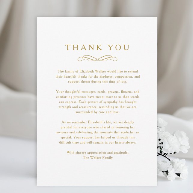 Thank you - Memorial Funeral White Card Tack Kort (Thank you - Memorial Funeral White Card)