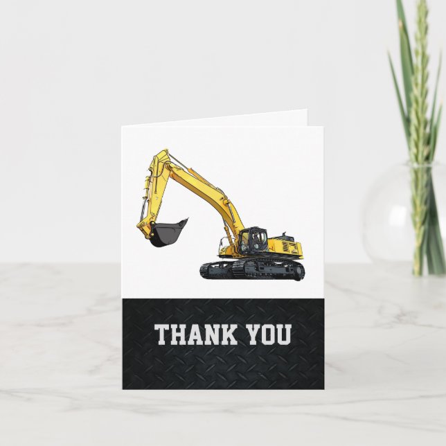 Thank You Men's Excavator Note Card Construction Tack Kort (Framsida)