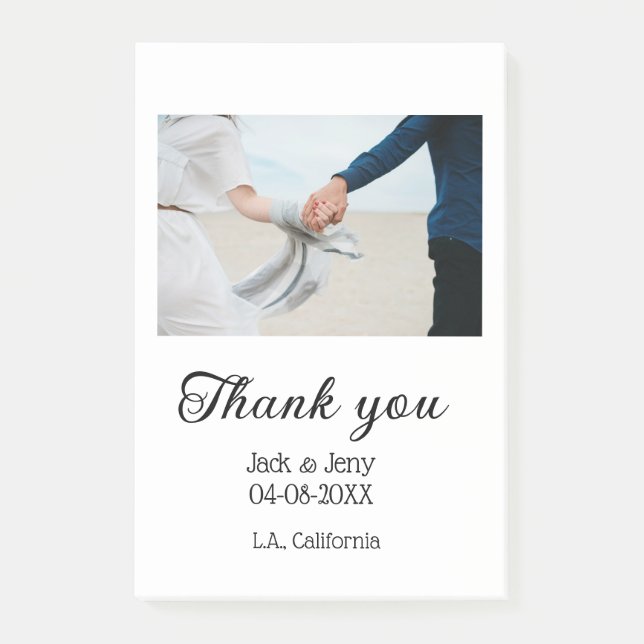 Thank you modern simple wedding couple name messag post-it block (Framsida)