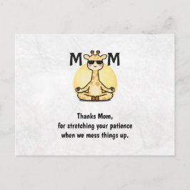 Thank You Mom Cute Giraffe Yoga Mother's Day Card Vykort
