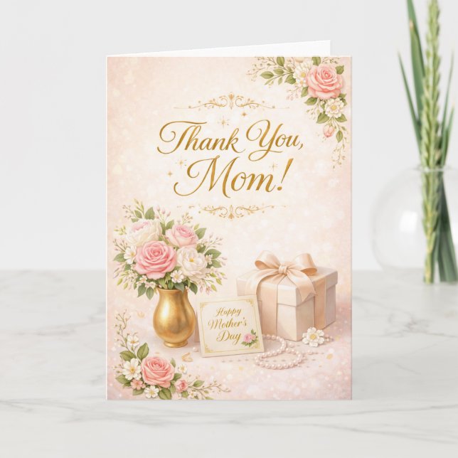 Thank You Mom Design – Heartfelt Appreciation Gift Kort (Framsida)