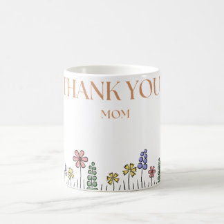 "Thank You" Mug – Hand-Drawn Floral Garden Appreci Kaffemugg