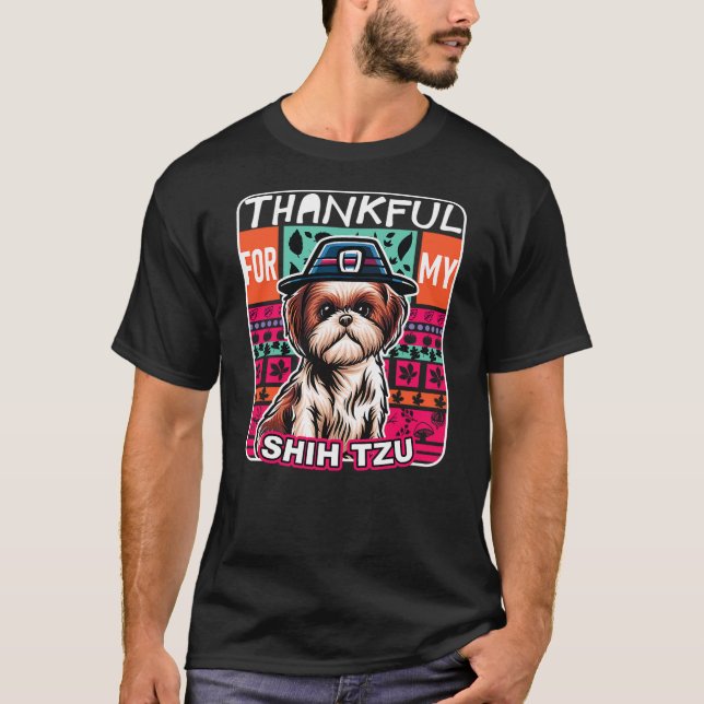 Thank You My Shih Tzu Dog Scarf Pilgrim Happy Than T Shirt (Framsida)