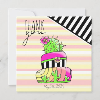"Thank You" Neon Cactus Invitation Tack Kort
