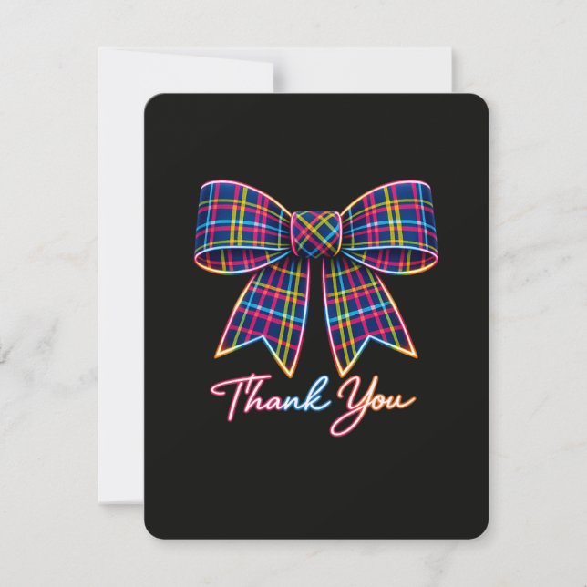 Thank you Neon Tartan Bow Scottish Bright Pattern OSA Kort (Framsida)