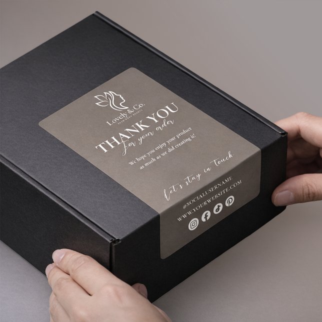 Thank You Neutral Beige Beauty Shipping label Fraktsedel (Skapare uppladdad)