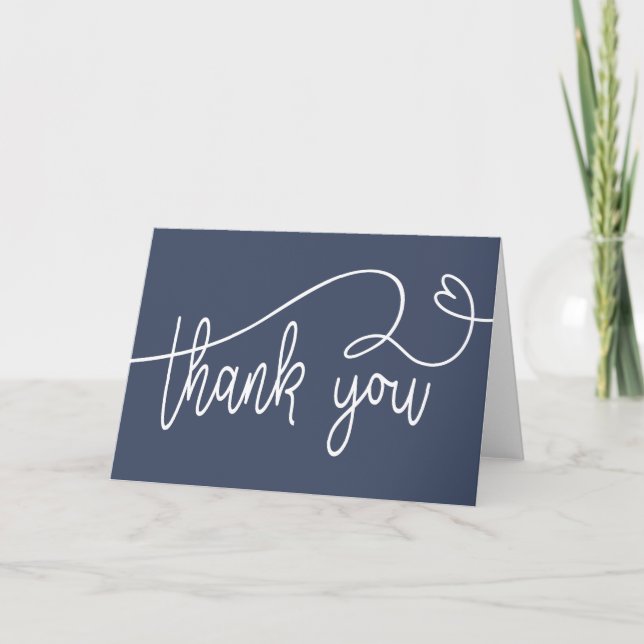 Thank you note card folded blank navy blue tack kort (Framsida)