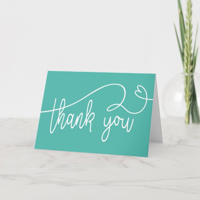 Thank you note card folded blank teal tack kort (Framsida)
