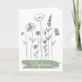 Thank You Note Card - Minimalist Wildflowers Anteckningskort
