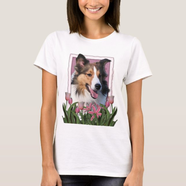 Thank You - Pink Tulips - Sheltie T-shirt (Framsida)