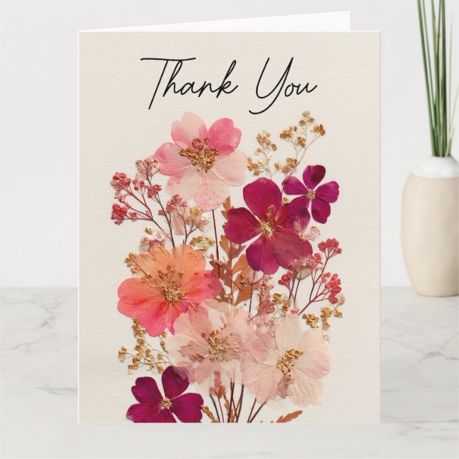Thank You Pressed flower design Tack Kort (Framsida)