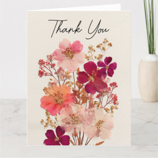 Thank You Pressed flower design Tack Kort