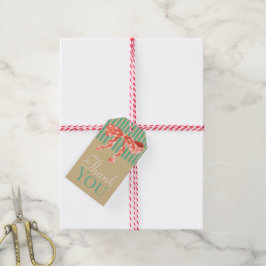 Thank you pretty vintage artwork stripped Kraft  Presentetikett