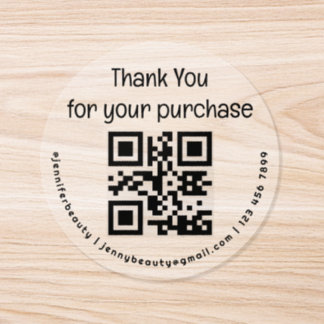 thank you qr code small business transparent  runt klistermärke