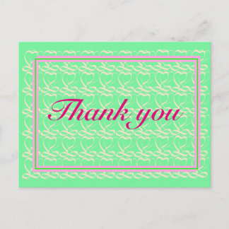 Thank you ~ribbon heart light green~ vykort