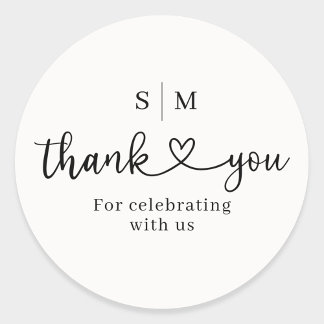Thank You Script Heart Wedding Round Sticker Runt Klistermärke
