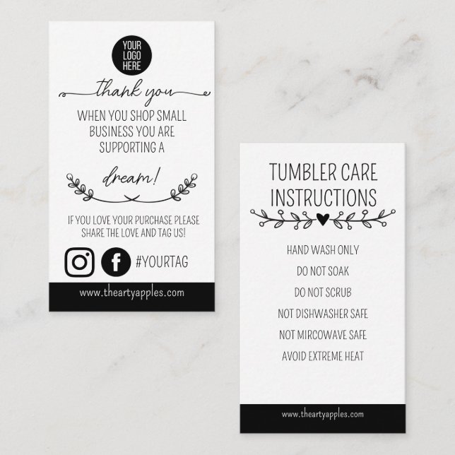 Thank You Shopping Small Insert Card – Logo Visitkort (Fram/baksida)