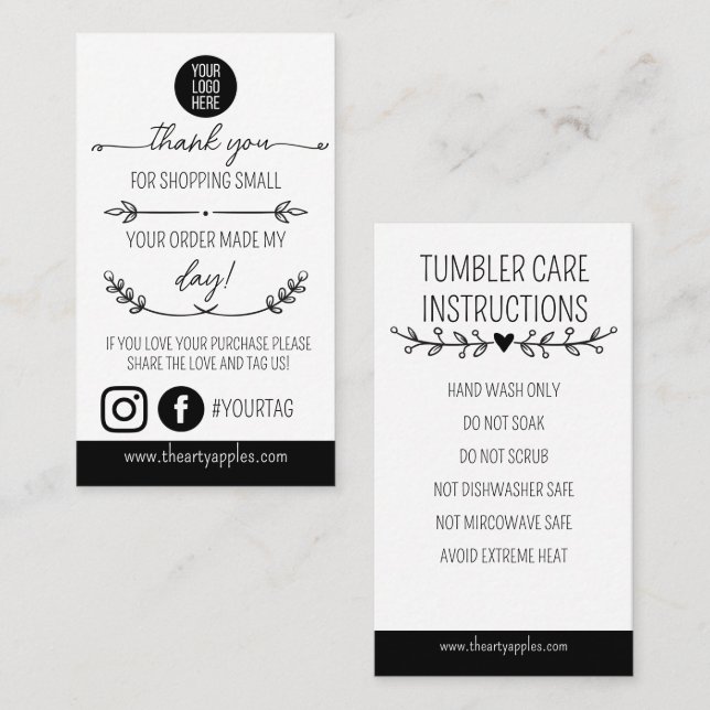 Thank You Shopping Small Insert Card – Logo Visitkort (Fram/baksida)