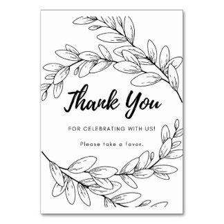 Thank You Sign - Flat - Black and White Floral Bordsnummer