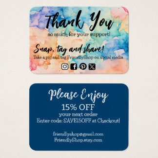 Thank You Snap, Tag & Share Social Media Card Visitkort