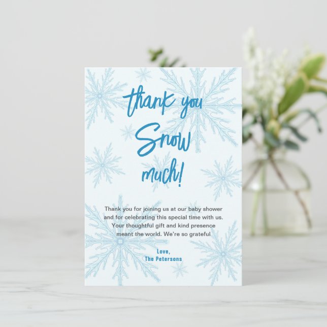 Thank You Snow Much Snowflakes Boy Baby Shower Tack Kort (Stående Fram)