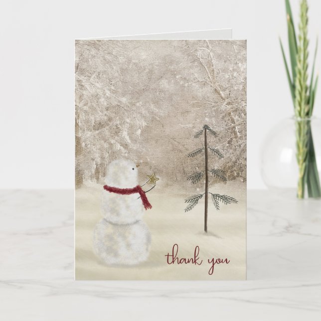 Thank You Snowman with Christmas star Kort (Framsida)