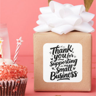 Thank You Sticker, Support Small Business Fyrkantigt Klistermärke