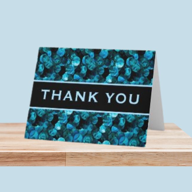 Thank You Swirls Blue Aqua Teal and Black  Tack Kort (Skapare uppladdad)