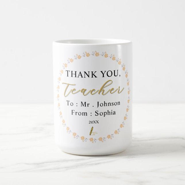 Thank You Teacher – Custom Name Mug Gift Kaffemugg (Center)